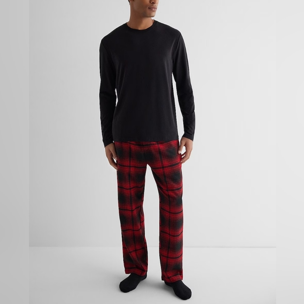 NWT! Express Men's Red Plaid Flannel Pajama Pant Size Small - Picture 3 of 6